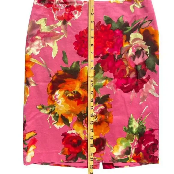 Talbots Floral Pencil Skirt Pink Multicolor Cotton Blend Petites - Size 8P - Picture 8 of 10